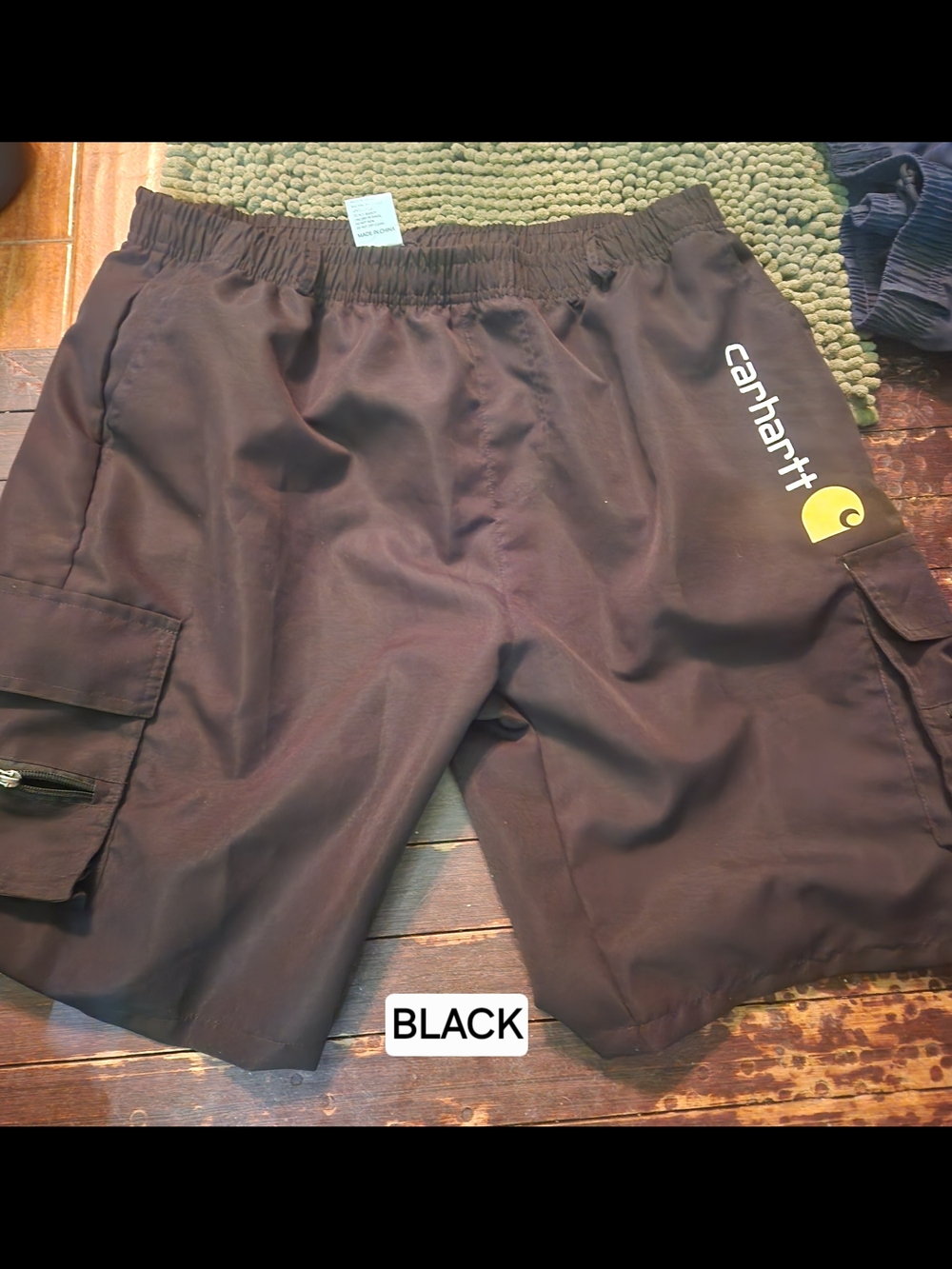 Carhartt Black Cargo Shorts with Yellow Logo